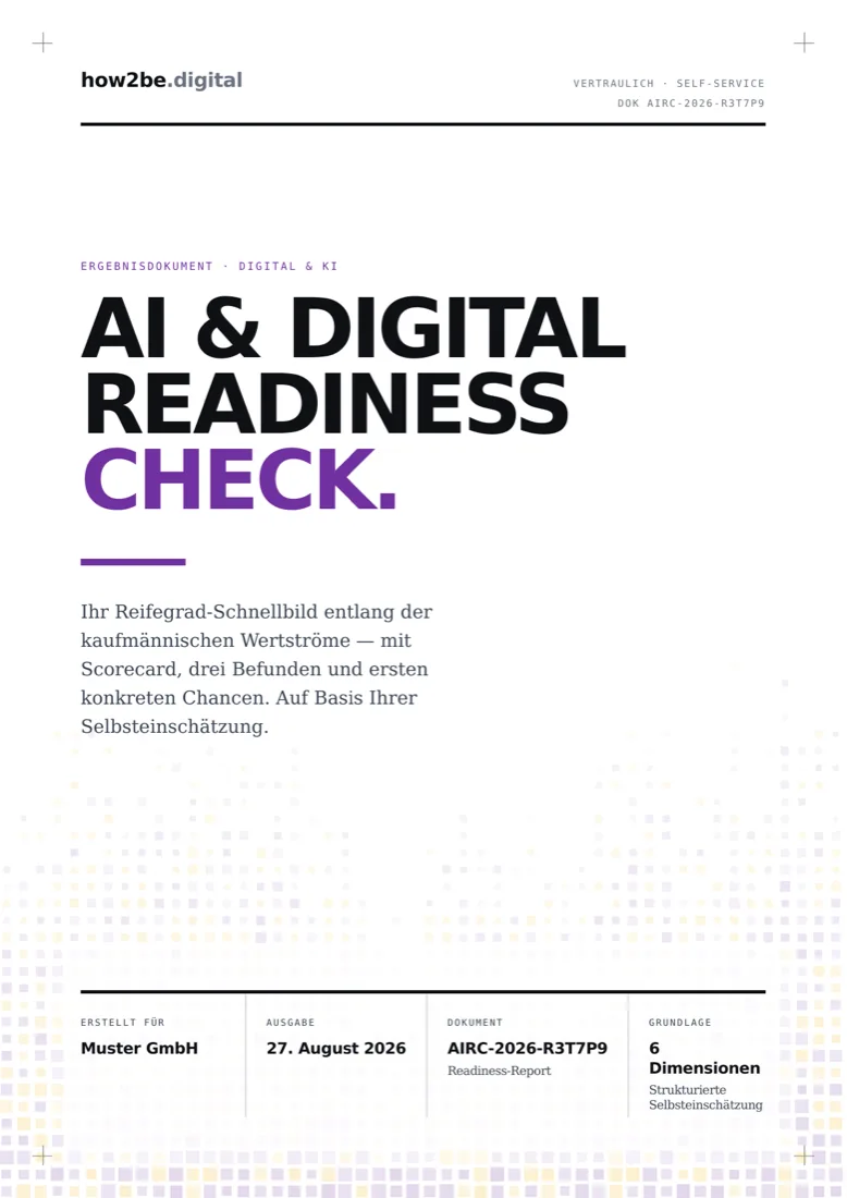 Titelseite des Ergebnisreports „AI & Digital Readiness Check"